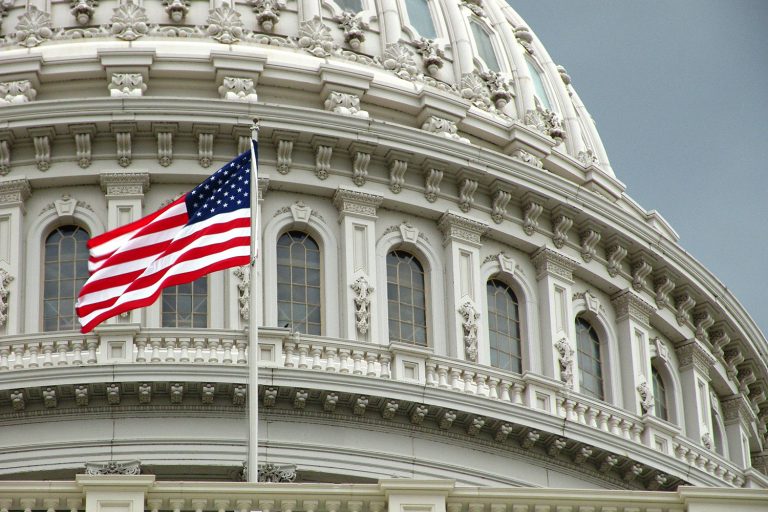 American flag flies at US Capitol