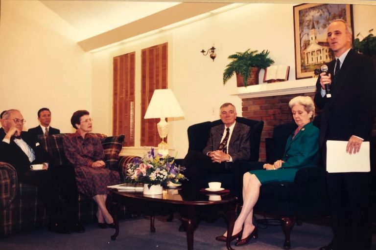 Left to right in foreground: Florida Supreme Court Chief Justice Major Harding, Jane Harding, Florida Gov. Lawton Chiles, Rhea Chiles, Jim Towey.