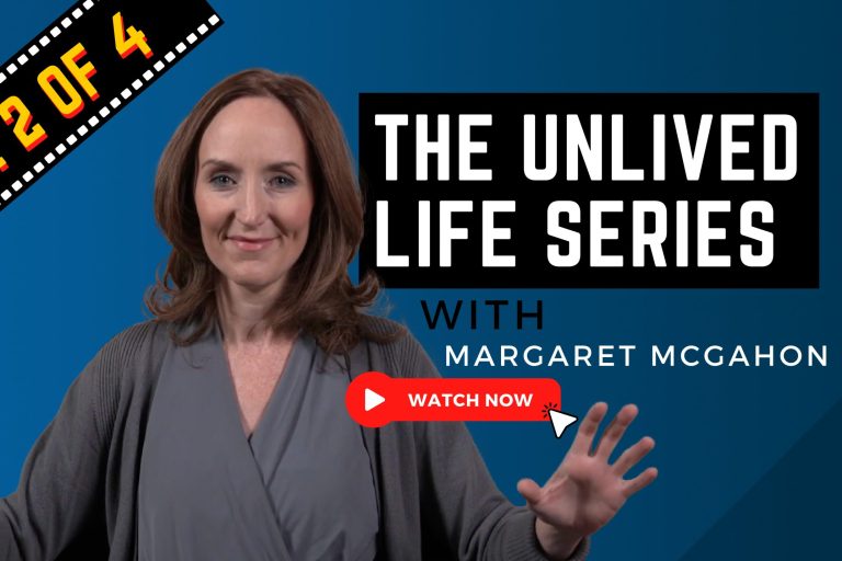 Woman who is the main speaker for the video and text reading "The Unlived Life Series"