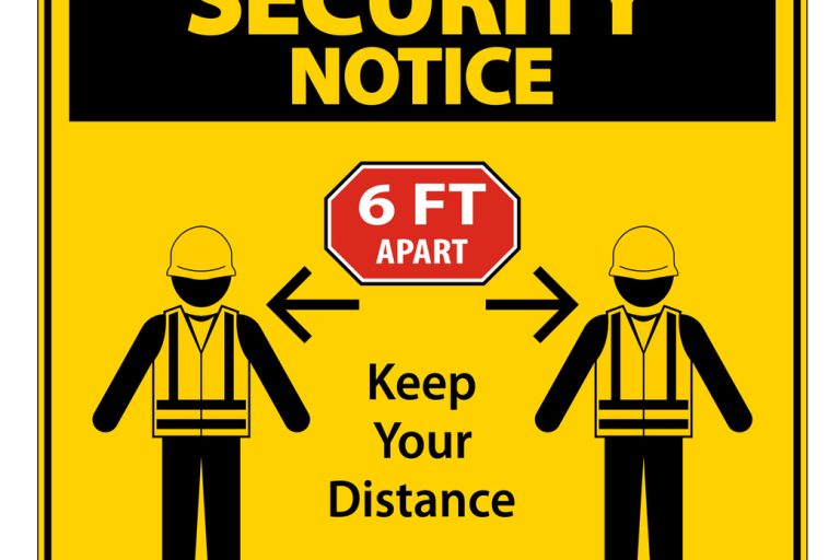 Security Notice Social Distancing Construction Sign