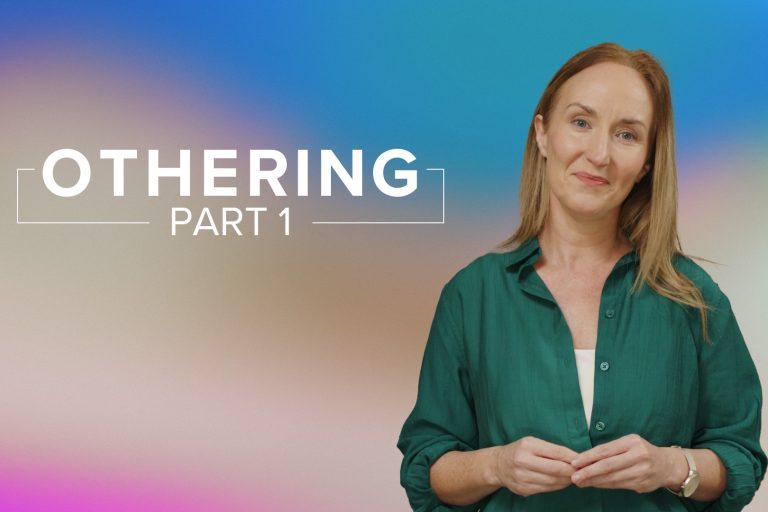 A YouTube thumbnail of Margaret McGahon smiling at the camera, with the caption: Othering: Part I